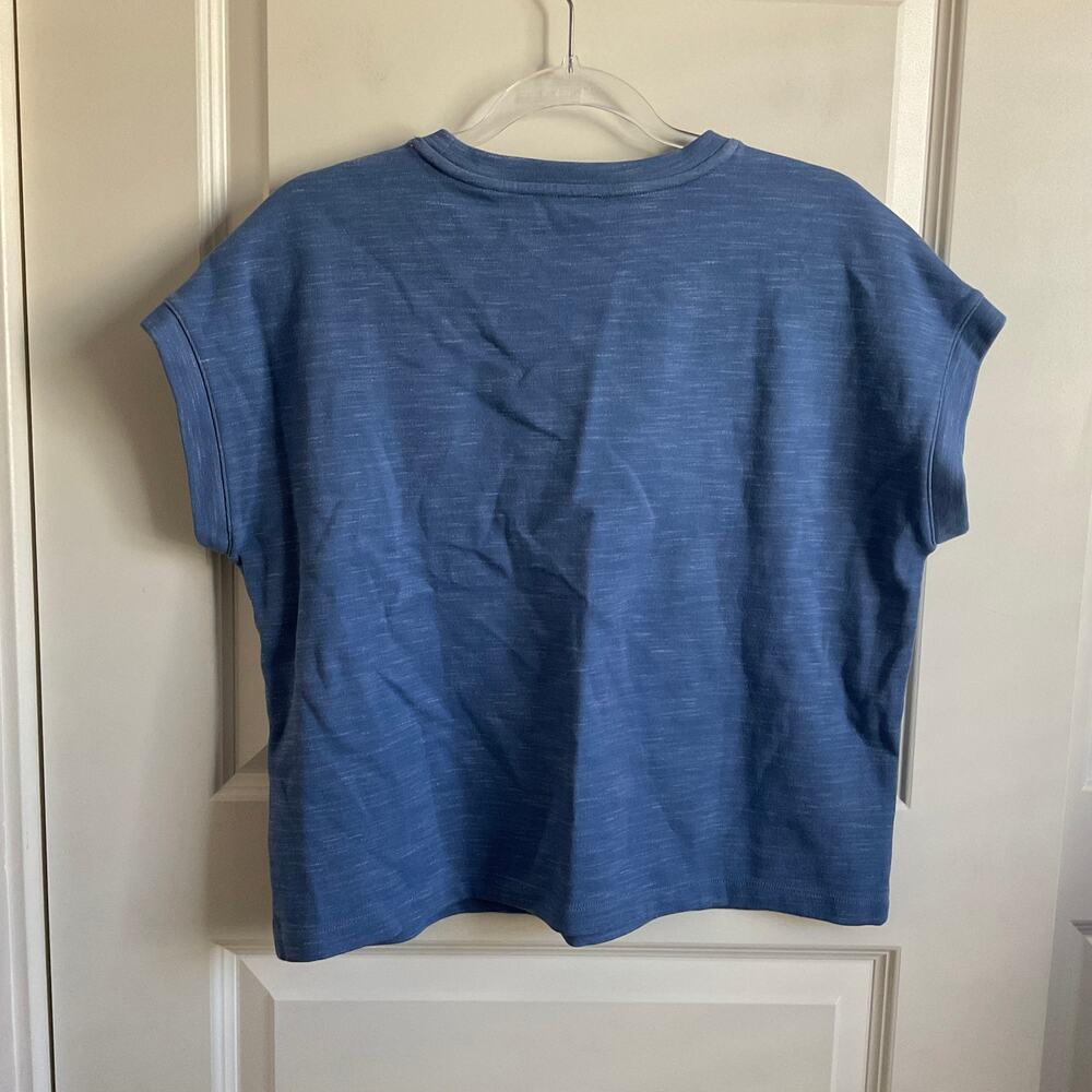 T by Talbots Blue Cotton Blend Boxy Short Sleeve Athleisure T Shirt - Size Small - Picture 5 of 5